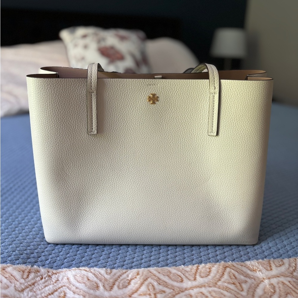 Tory Burch Ivory Textured Tote